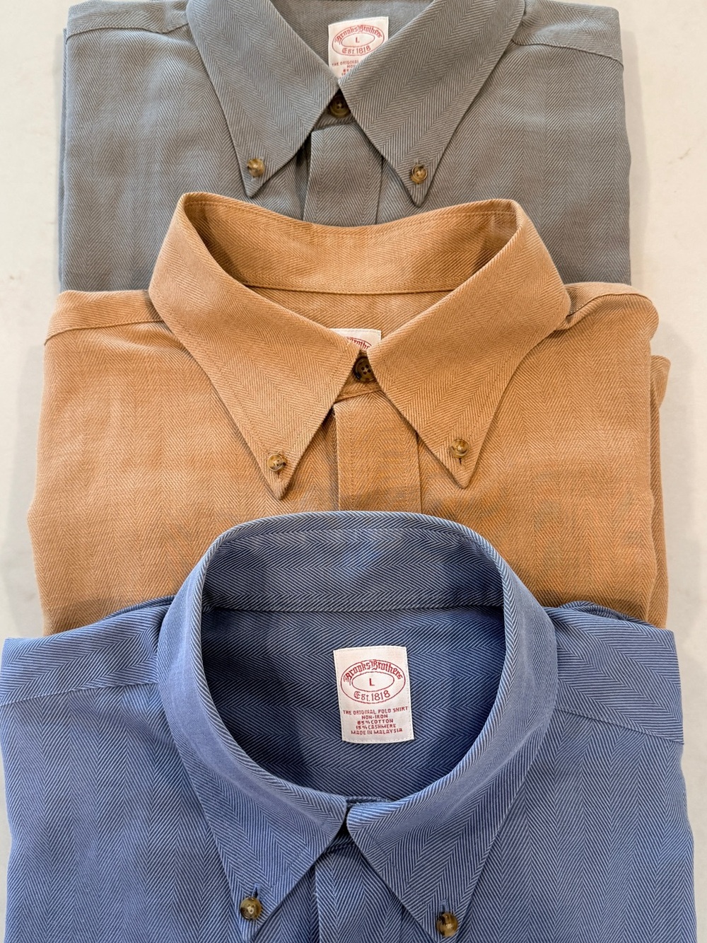 Brooks Brothers Three-Pack Button-Down Shirts in Blue, Tan, Gray